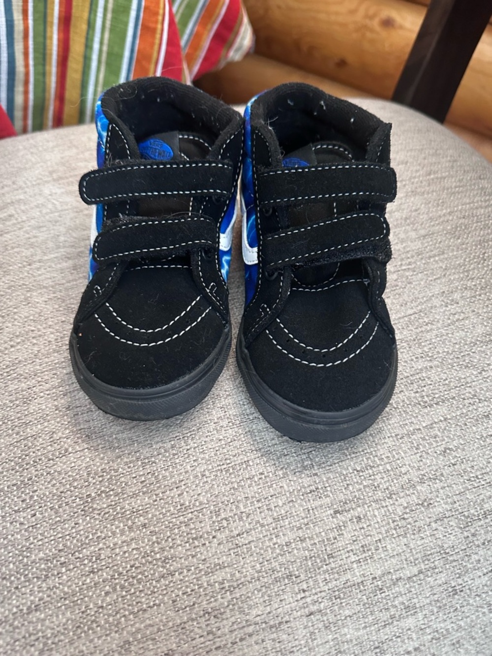 Vans Kids Black and Blue Hook-and-Loop Sneakers
